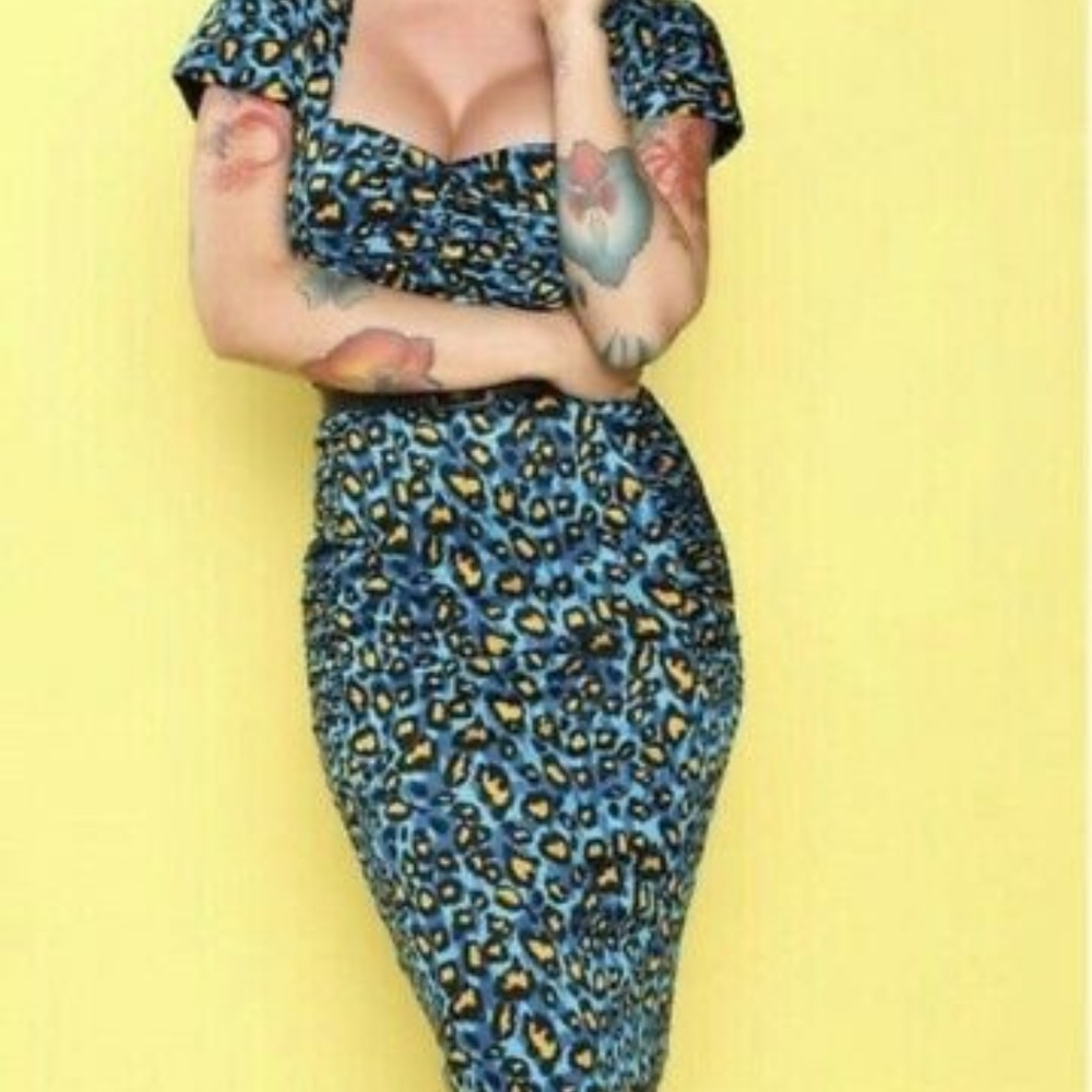 Deadly Dames Poison Ivy Blue Leopard Wiggle